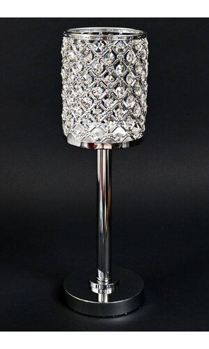 18" CRYSTAL CANDLE HOLDER SILVER/CLEAR