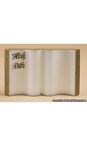 18" STYROFOAM HOLY BIBLE WHITE/GOLD