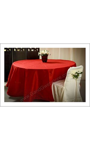96" ROUND DUPIONI TABLE CLOTH RED