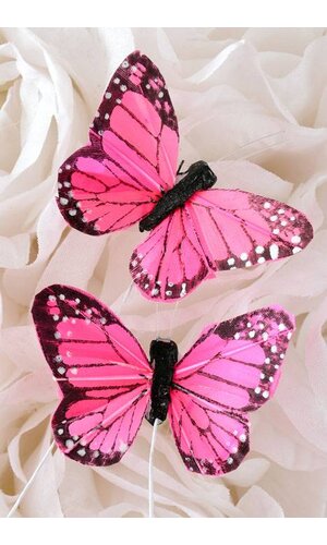 2" FEATHER BUTTERFLY PINK PKG/12