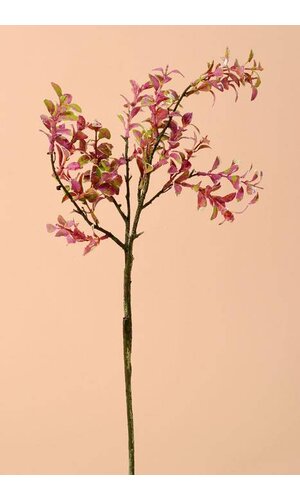 25" PLASTIC VARIEGATED BOXWOOD BRANCH PINK/GREEN