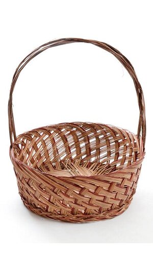 12" X 5" ROUND TWO TONE BASKET RED/BROWN
