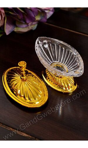 3.5" OVAL BOX GOLD/CLEAR PKG/12