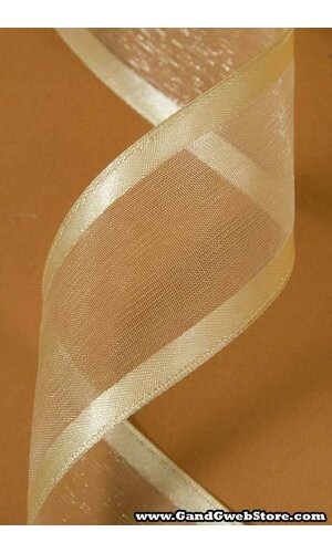 WIRED SHEER RIBBON W/SATIN EDGE BABY MAIZE #16