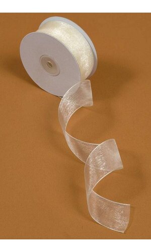 1.5" X 25YDS WIRED SHEER RIBBON IVORY