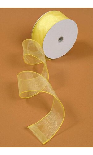 2.5" X 50YDS WIRED SHEER SPRING RIBBON YELLOW #40