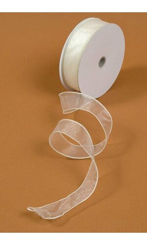 1.5" X 50YDS WIRED SHEER SPRING RIBBON IVORY #9