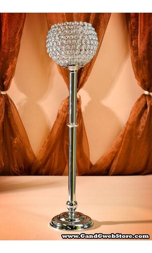 32" X 7.75" BEAD CANDLE HOLDER CLEAR