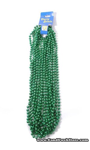 ROUND PARTY BEADS GREEN PKG/12