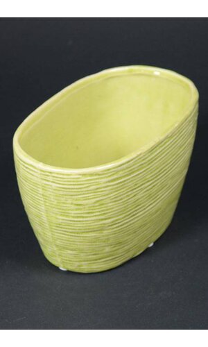 4.25" RELIEF RIBBS OVAL PLANTER GREEN