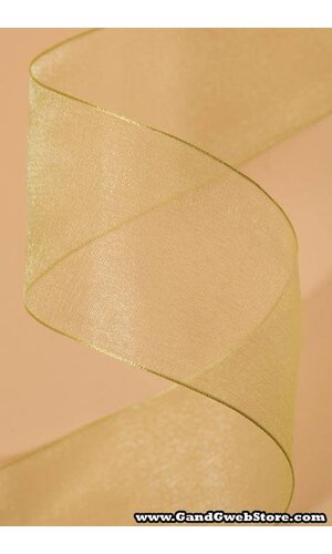 2.5" X 25YDS WIRED ENCORE SHEER RIBBON CLEAN GREEN