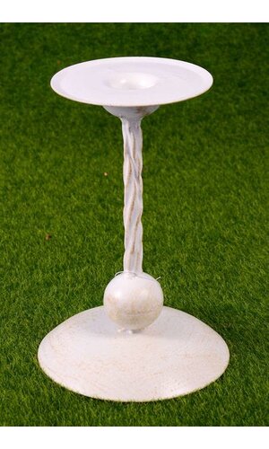 7.5" TWISTED METAL CANDLE HOLDER CREAM