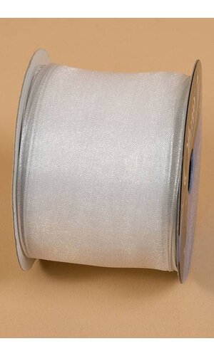 2.5" X 25YDS WIRED ENCORE SHEER RIBBON WHITE