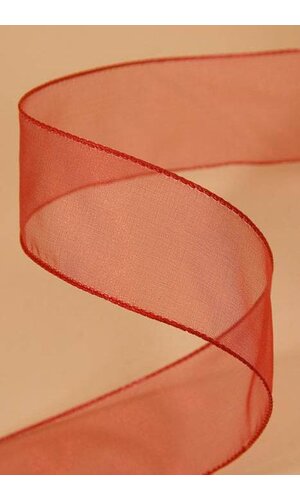 1.5" X 50YDS WIRED SHEER SPRING RIBBON RED #9