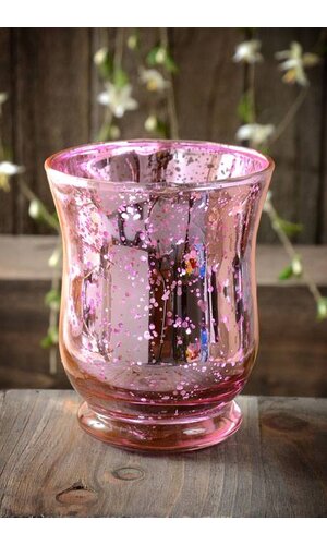 4" MERCURY GLASS CANDLE HOLDER PINK