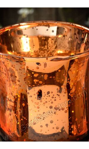 4" MERCURY GLASS CANDLE HOLDER AMBER