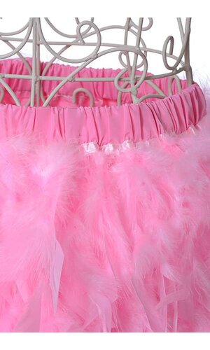12" 3-LAYER FEATHER ON SATIN DECORATION PINK