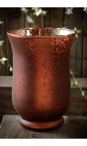 6" FROSTED MERCURY GLASS CANDLE HOLDER BROWN