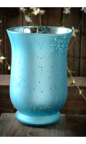 6" FROSTED MERCURY GLASS CANDLE HOLDER TURQUOISE