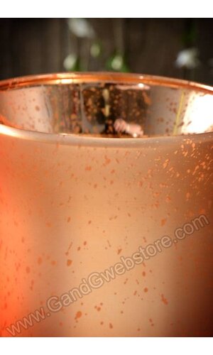6" FROSTED MERCURY GLASS CANDLE HOLDER AMBER