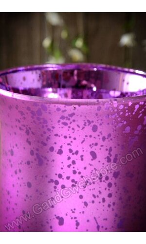 6" FROSTED MERCURY GLASS CANDLE HOLDER PURPLE