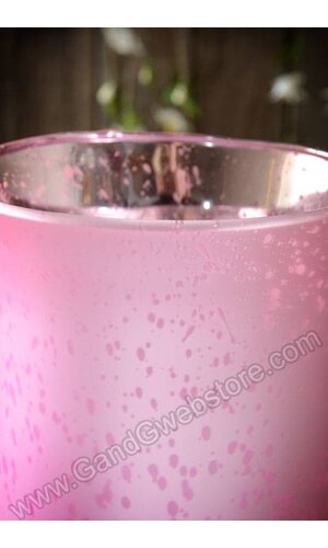 6" FROSTED MERCURY GLASS CANDLE HOLDER PINK