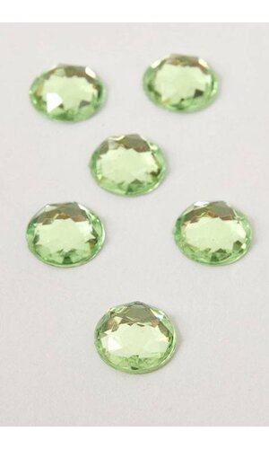 10MM ACRYLIC FLAT BACK FACETED RHINESTONE APPLE GREEN PKG/120 APPROXIMATELY
