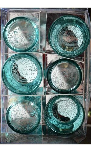 2.5" MERCURY GLASS VOTIVE HOLDER TURQUOISE PKG/6