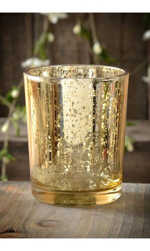 2.5" MERCURY GLASS VOTIVE HOLDER GOLD PKG/6