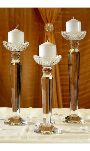 12.25"/ 14"/ 16" CRYSTAL SINGLE LITE CANDLE HOLDERS