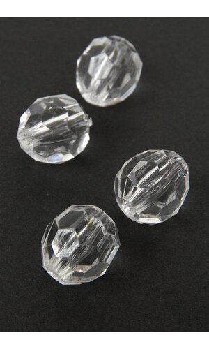 15MM ROUND FACETED BEAD CRYSTAL CLEAR PKG/100 APPROXIMATELY
