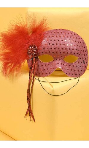 FEATHER MASK RED/RED