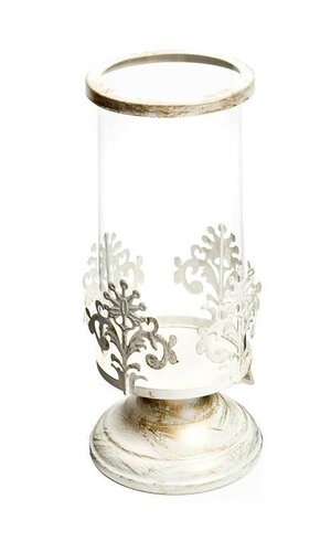 4" X 10" CANDLE HOLDER ANTIQUE WHITE/GOLD