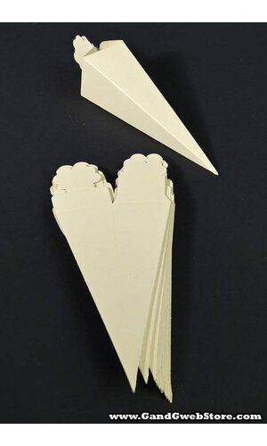 1.5" X 1.5" X 6" CONE W/FLORAL TOP IVORY PKG/12