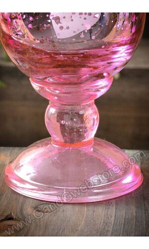 6" MERCURY GLASS CANDLE HOLDER PINK