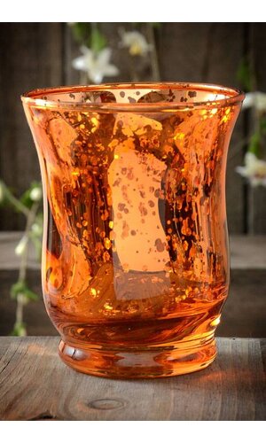 3.75" MERCURY GLASS CANDLE HOLDER AMBER