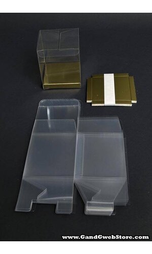 3" X 3" X 3.5" PVC BOX W/GOLD BOTTOM CLEAR PKG/12