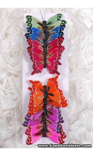 3" FEATHER BUTTERFLY ASSORTED PKG/12