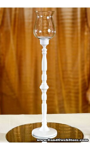 28.35"/33" CANDLE HOLDER GLASS/WHITE
