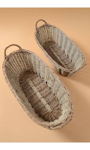 19"/ 22" OVAL WILLOW BASKETS GREY SET/2