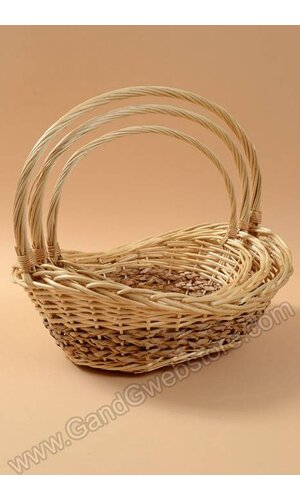 17"/19.5"/22" OVAL WILLOW BASKETS NATURAL SET/3