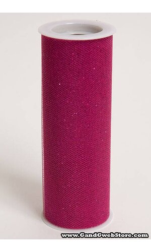 6" X 10YDS SPARKLE TULLE HOT PINK