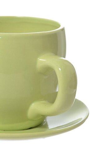5" X 6.5" CUP/SAUCER CERAMIC POTTERY GREEN