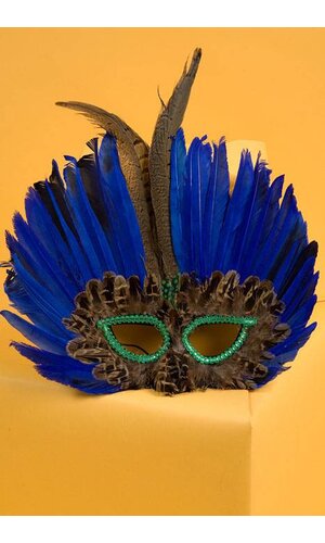 FEATHER MASK BLUE/BROWN
