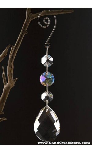 6.5" X 50MM CRYSTAL TEAR DROP HANGING CLEAR/IRIDESCENT