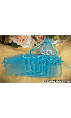 3" X 4" SHEER POUCHES BAG TURQUOISE PKG/12