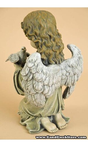 11.5" KNEELING ANGEL WITH BIRD