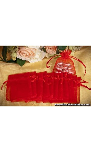 3" X 4" SHEER POUCHES BAG RED PKG/12