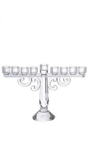 14" X 9.5" CRYSTAL 9-LITE CANDLE HOLDER CLEAR