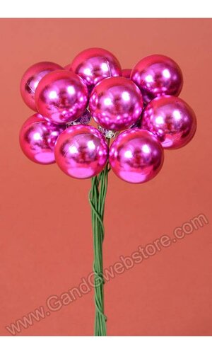 30MM SHINY BALL W/WIRE HOT PINK PKG/12
